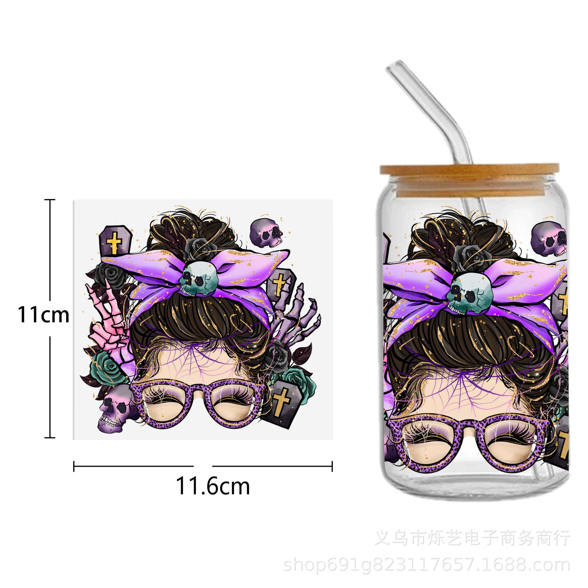 Wholesale Black Girl Series UV DTF Transfer Crystal Cup Sticker